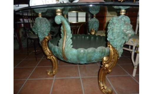 tavolo bronzo Napoletano con cristallo